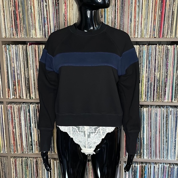 Misha Nonoo Memphis Sweatshirt in Black & Navy Combo Size Small - Picture 2 of 8